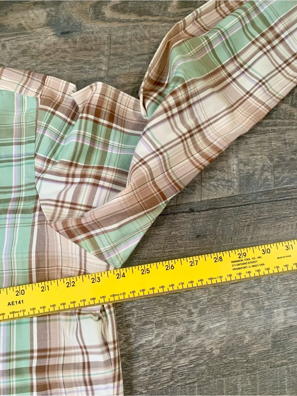 Polo by Ralph Lauren Preppy Fall Mint Green and Brown Plaid Button-Down Shirt